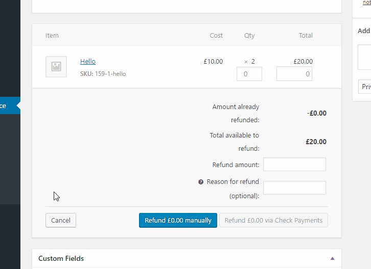 Example of clicking the arrow