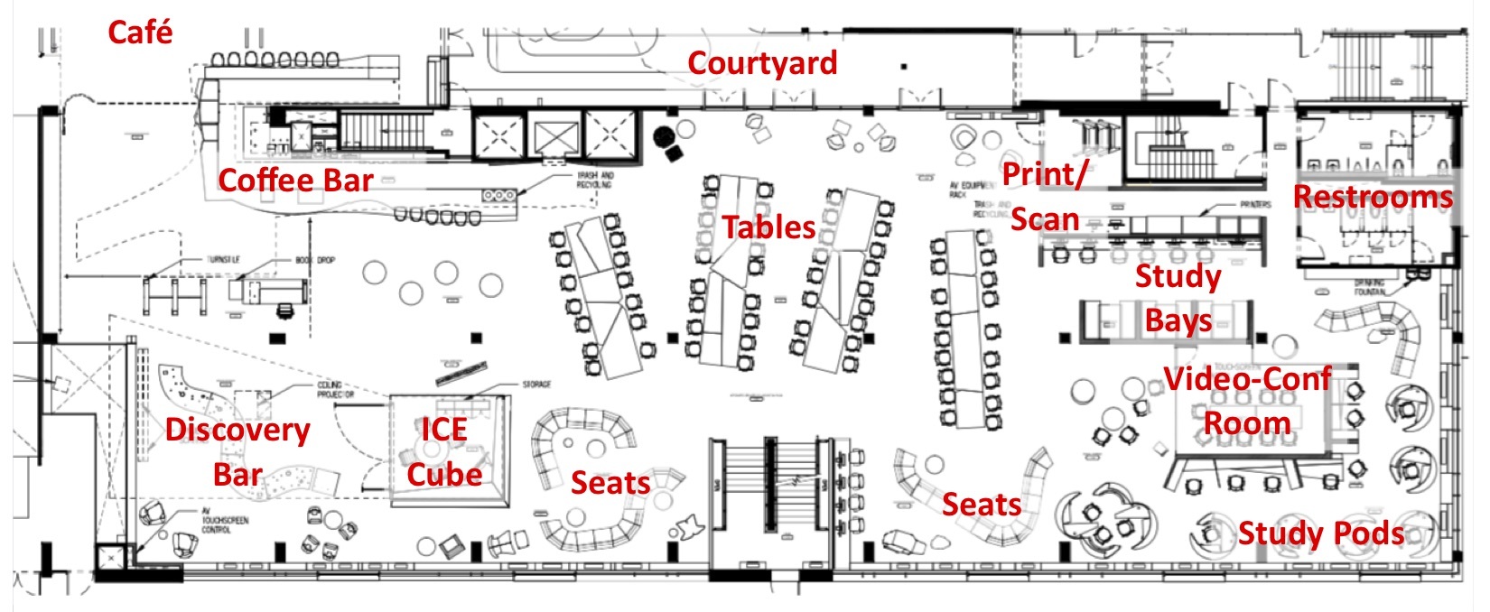 Mapping of Cabot Library Lobby
