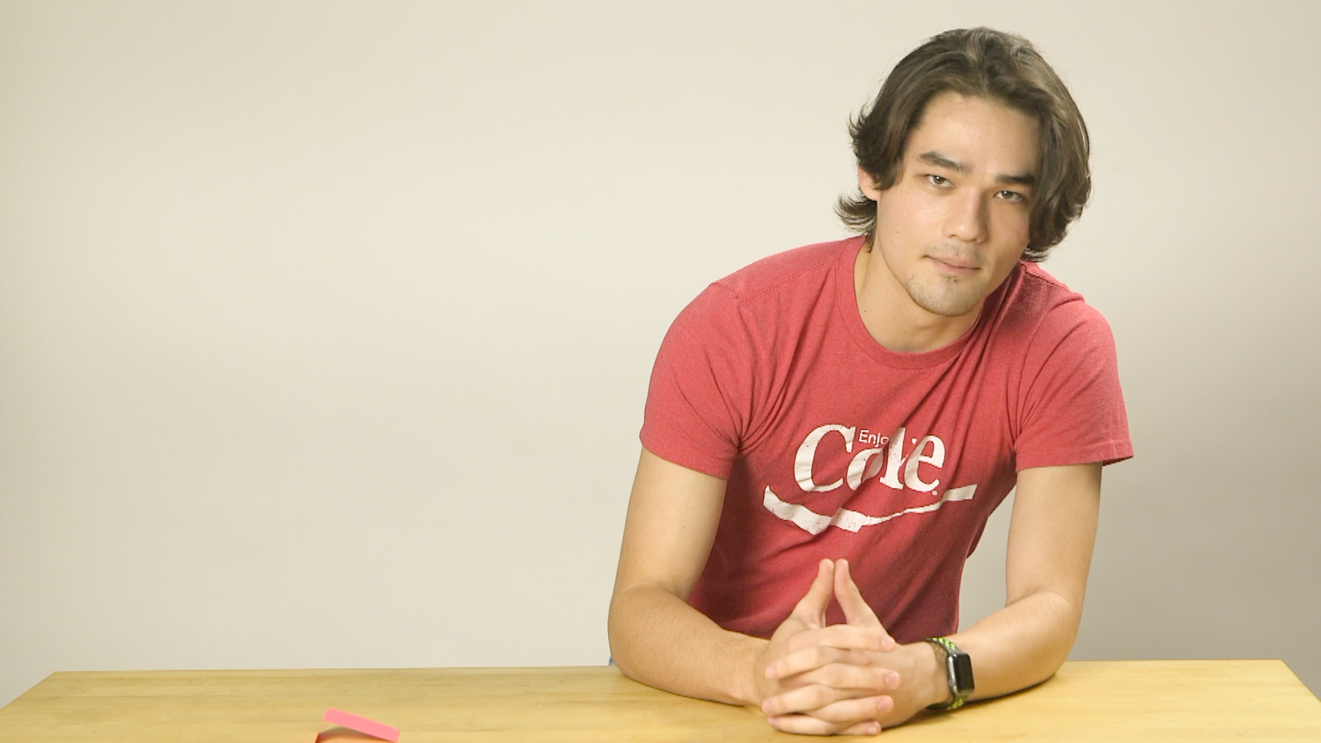 student tries out the small studio