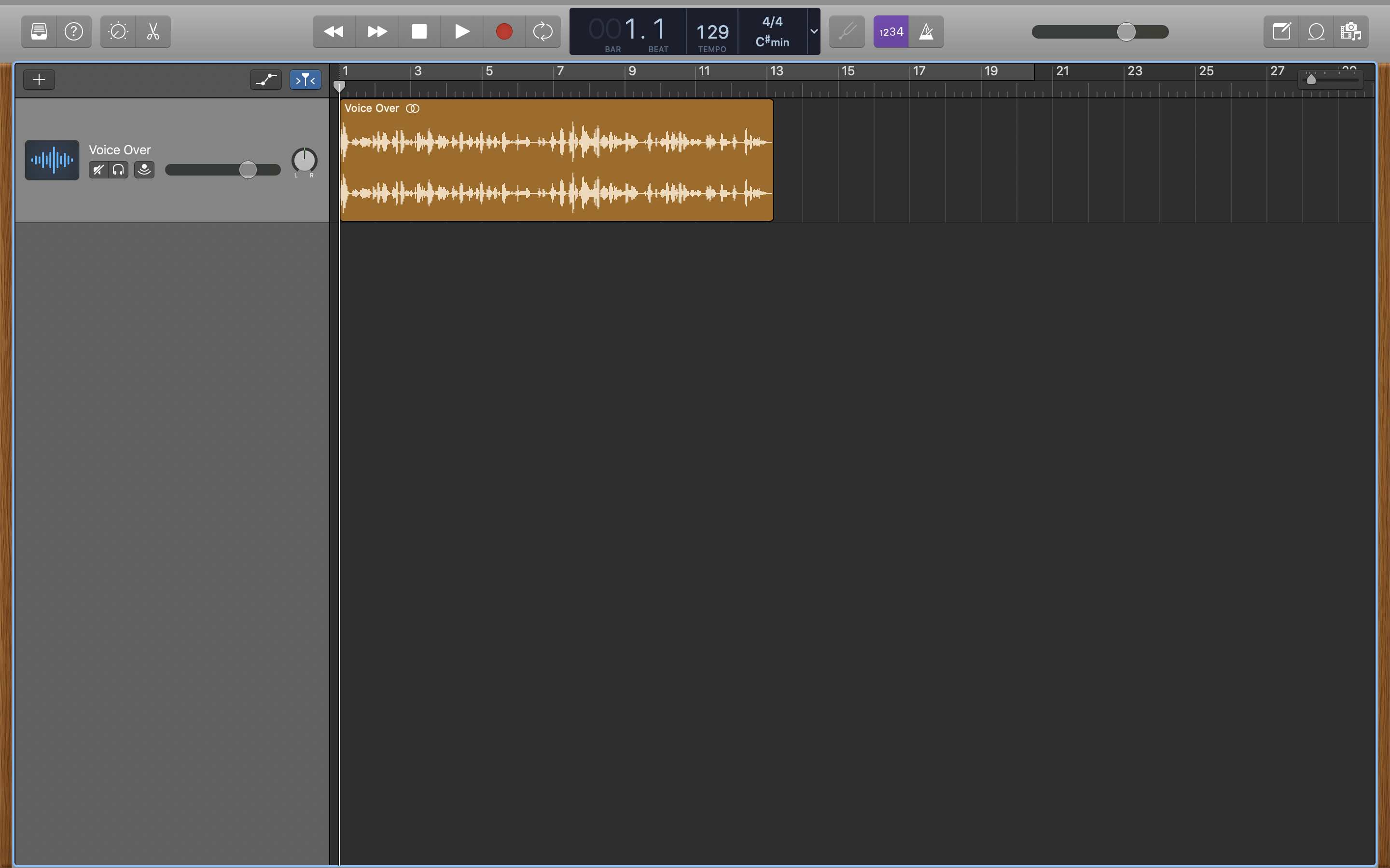 Initial Setup inside GarageBand