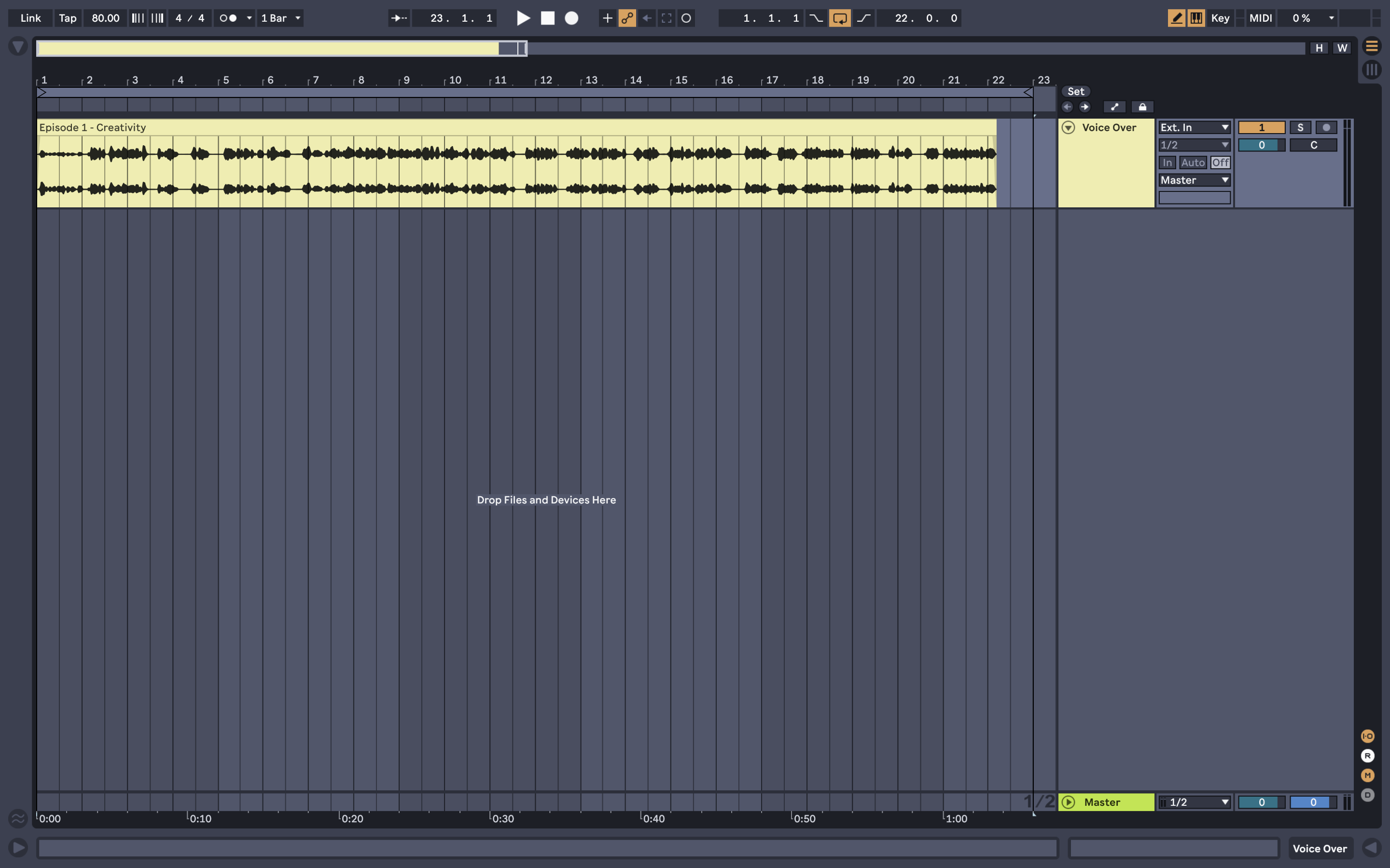 Initial Setup inside Live's Arrangement View