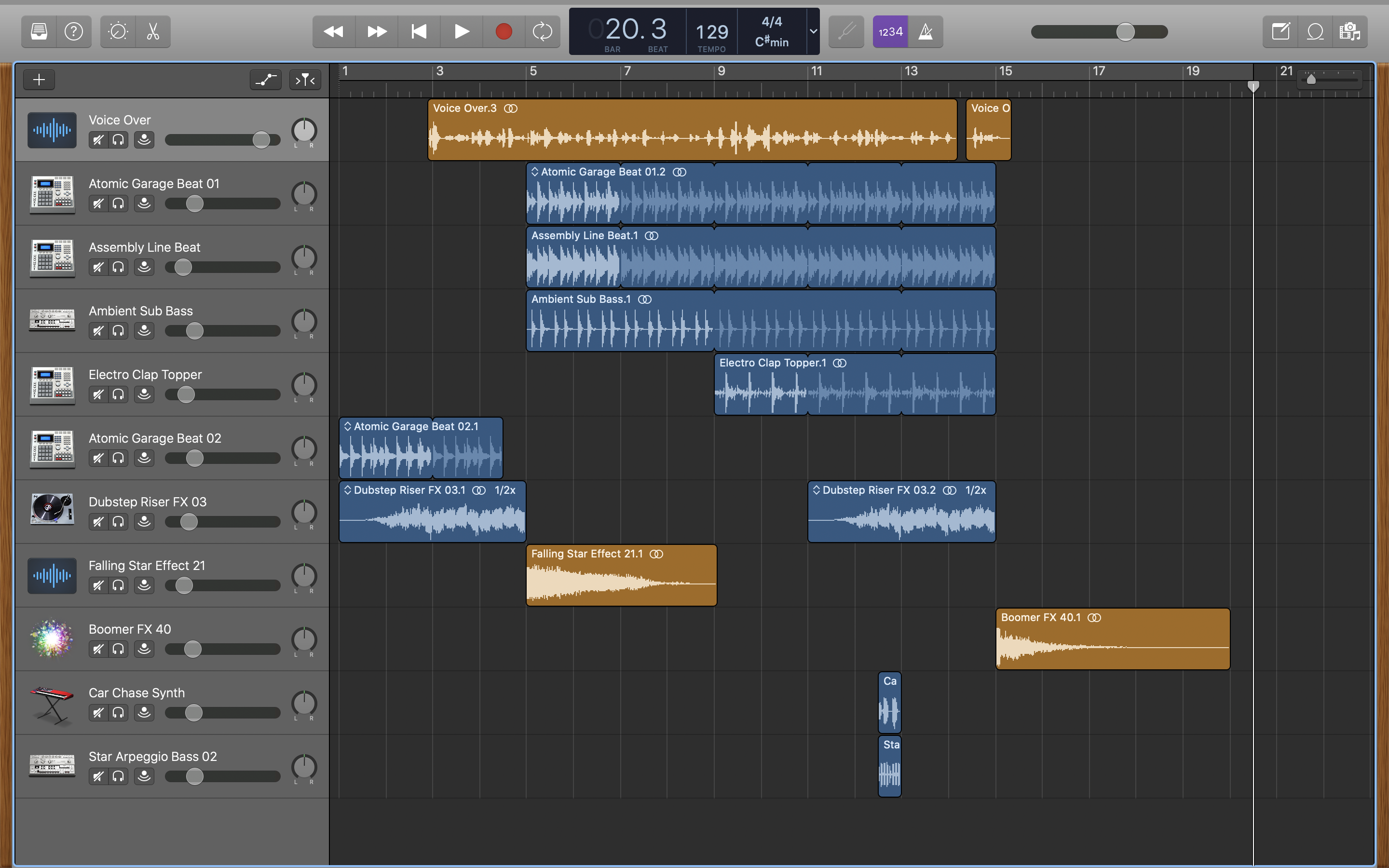 The interface of Garage Band