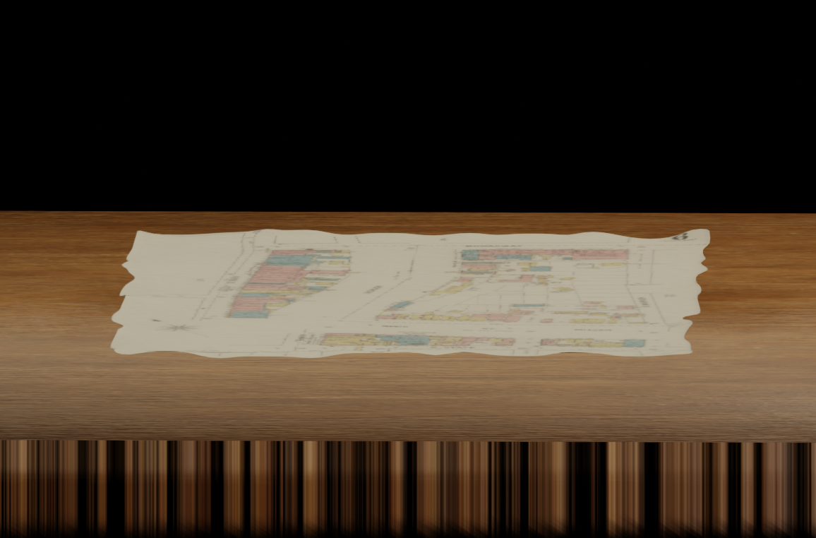 A close up image of a map of the U.S. West on a wooden tabletop